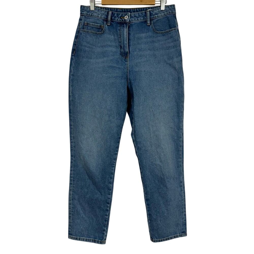 ASOS Collusion Mom Jeans High Rise Straight Leg Womens 32 Blue Medium Wash